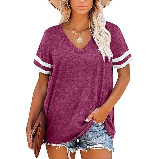 Women's Short Sleeve V-Neck Side Slit Top