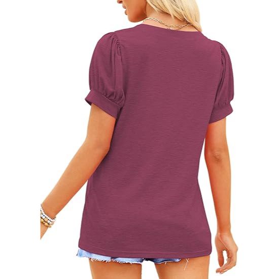 Women's Summer Short Sleeve Square Neck Fashion Casual Tunic Top