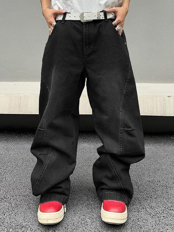 Men’s Wide Leg Relaxed Fit Casual Denim Pants