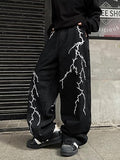 Hip-Hop Embroidery Loose Black Denim Pants