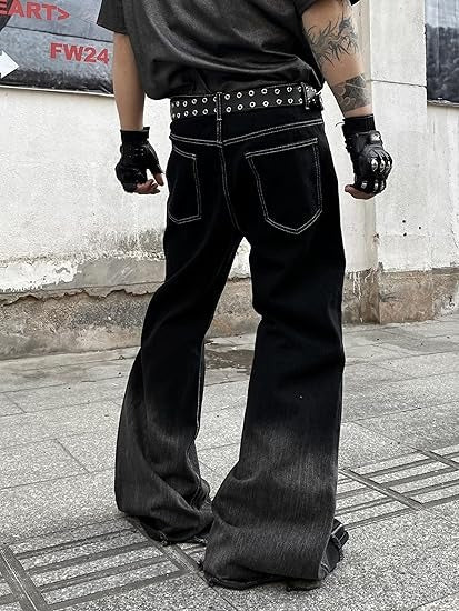 Retro Flared Bell-Bottom Denim Pants with Irregular Stitching