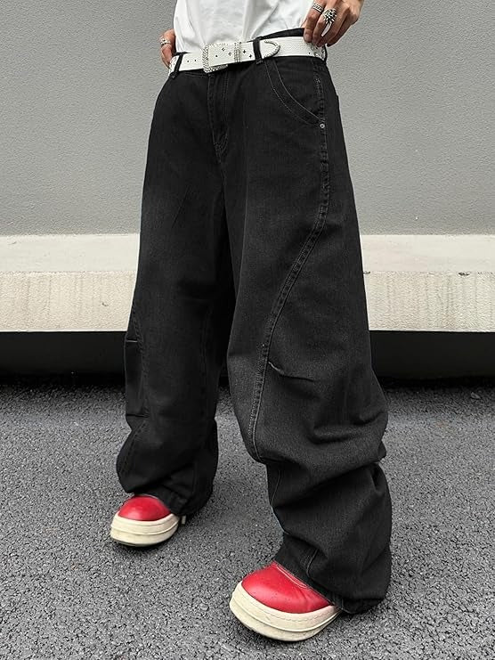 Men’s Wide Leg Relaxed Fit Casual Denim Pants