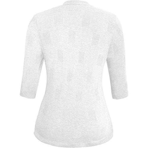 Casual Ribbed Block Pattern 3/4 Sleeve Tunic Sweater