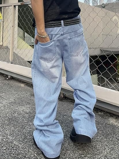 Men’s Irregular Stitch Baggy Denim Pants