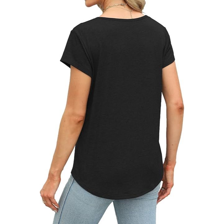 Women's loose casual summer short-sleeved V-neck top