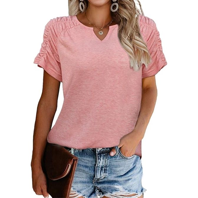 Women's Short Sleeve Summer V-Neck Top